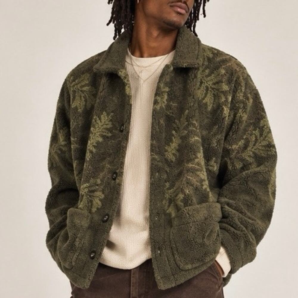 Vintage 90s County Clothing Co Leaf Fleece Jacket Men’s M Gorpcore Camping Fall